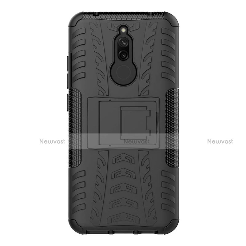 Silicone Matte Finish and Plastic Back Cover Case with Stand A02 for Xiaomi Redmi 8