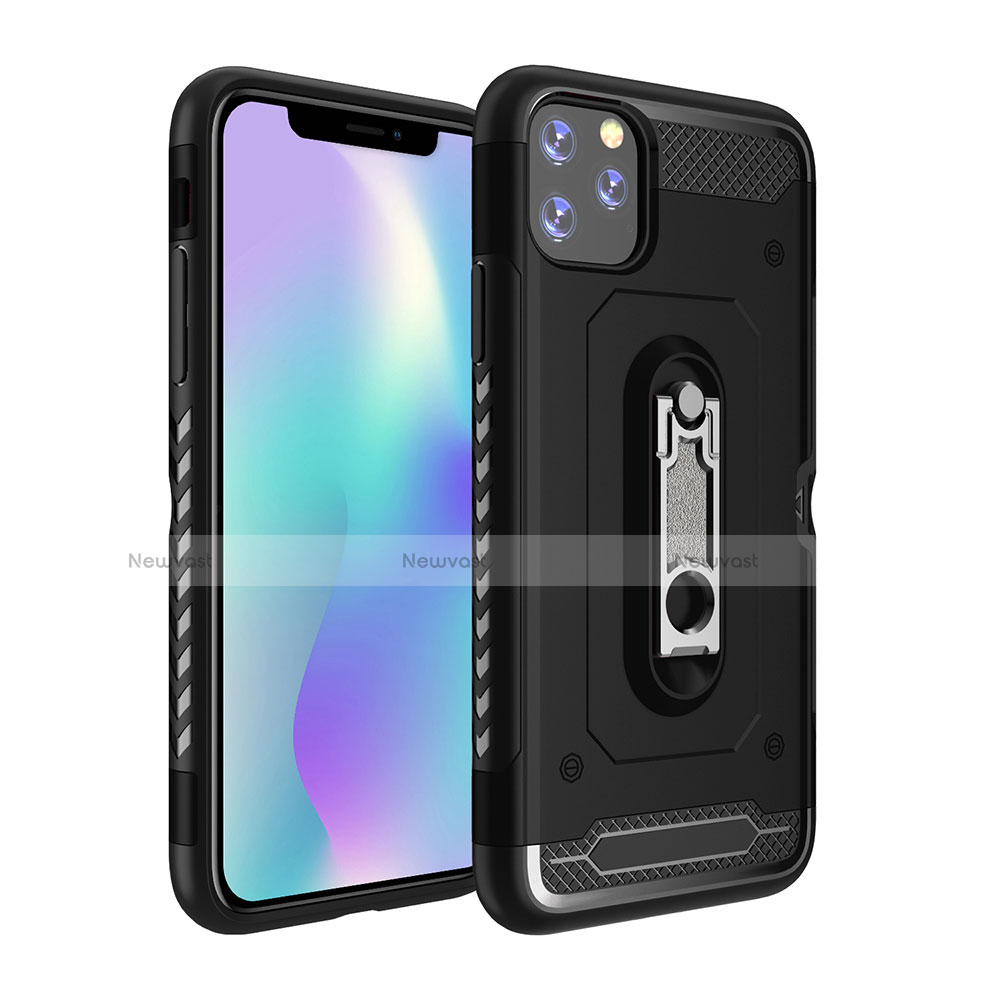 Silicone Matte Finish and Plastic Back Cover Case with Stand A03 for Apple iPhone 11 Pro