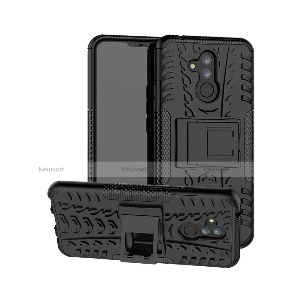 Silicone Matte Finish and Plastic Back Cover Case with Stand A03 for Huawei Mate 20 Lite