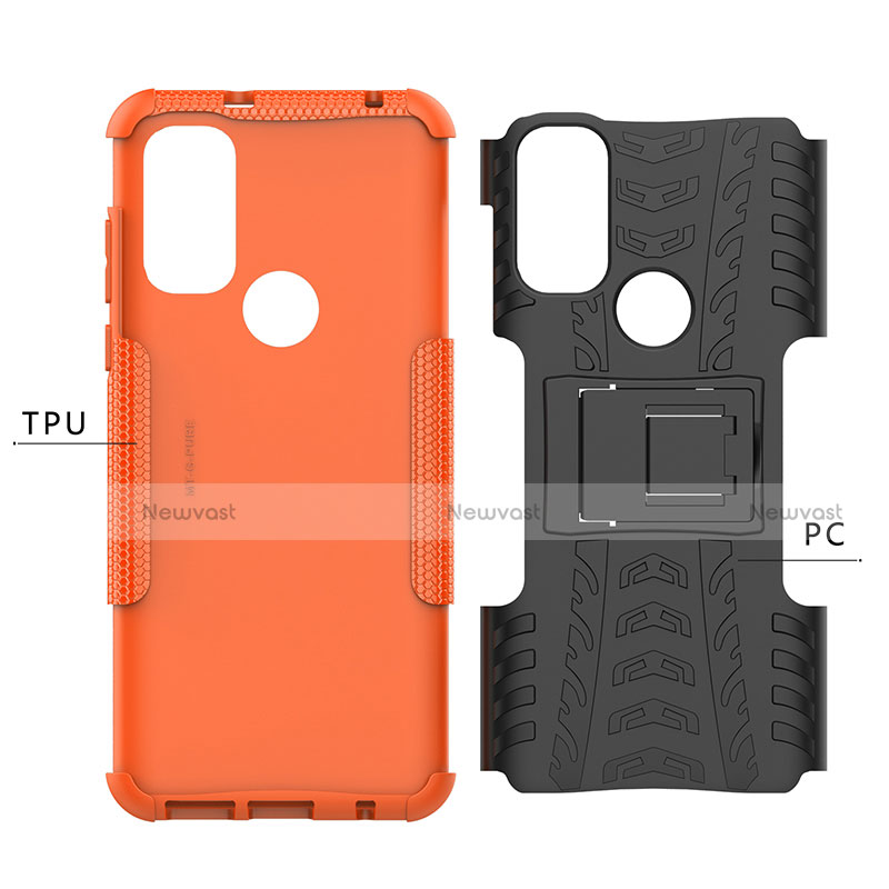 Silicone Matte Finish and Plastic Back Cover Case with Stand A03 for Motorola Moto G Pure