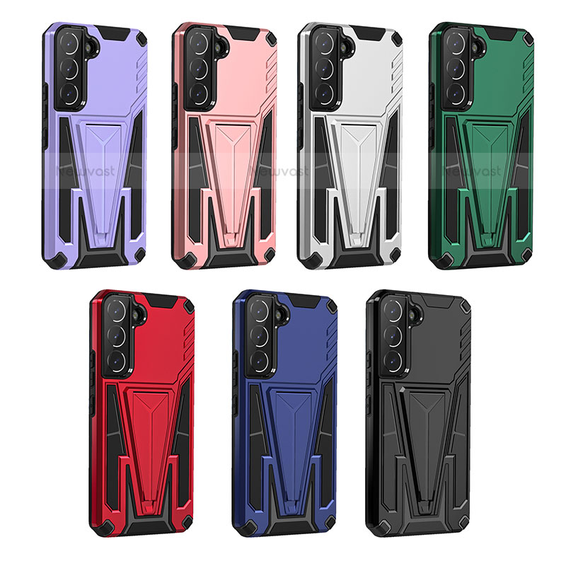 Silicone Matte Finish and Plastic Back Cover Case with Stand A03 for Samsung Galaxy S21 Plus 5G