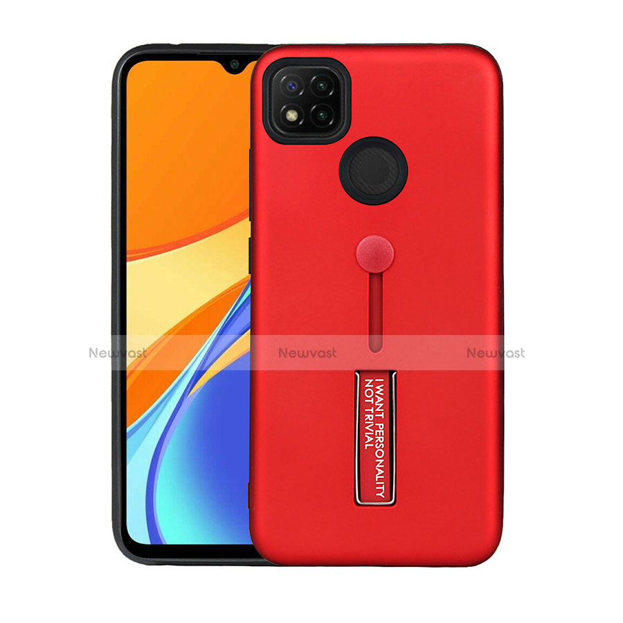 Silicone Matte Finish and Plastic Back Cover Case with Stand A03 for Xiaomi Redmi 9 India