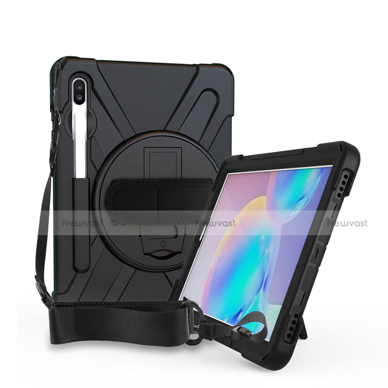 Silicone Matte Finish and Plastic Back Cover Case with Stand A04 for Samsung Galaxy Tab S6 10.5 SM-T860