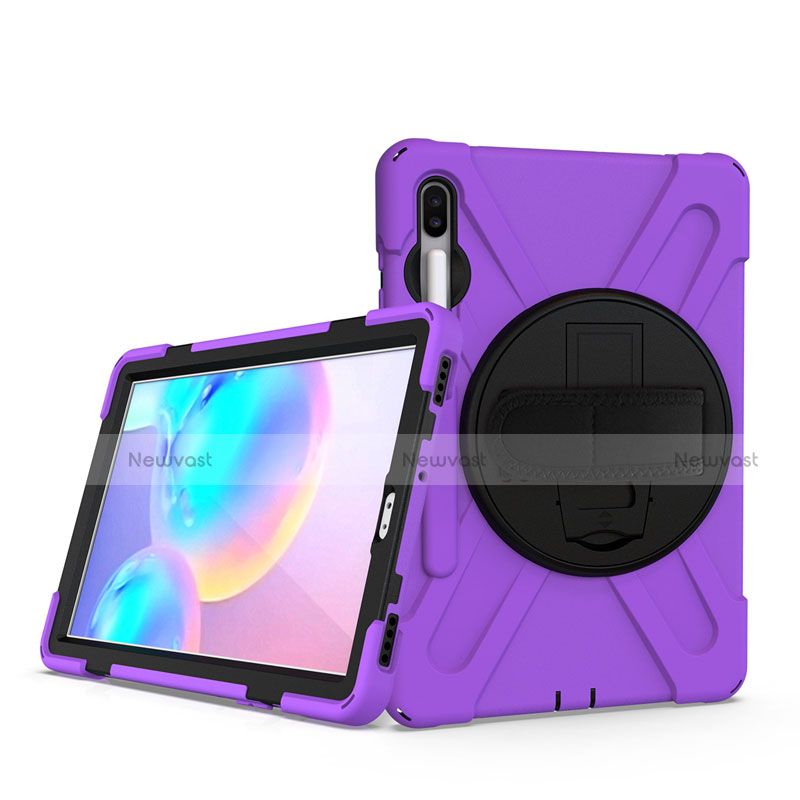 Silicone Matte Finish and Plastic Back Cover Case with Stand A04 for Samsung Galaxy Tab S6 10.5 SM-T860