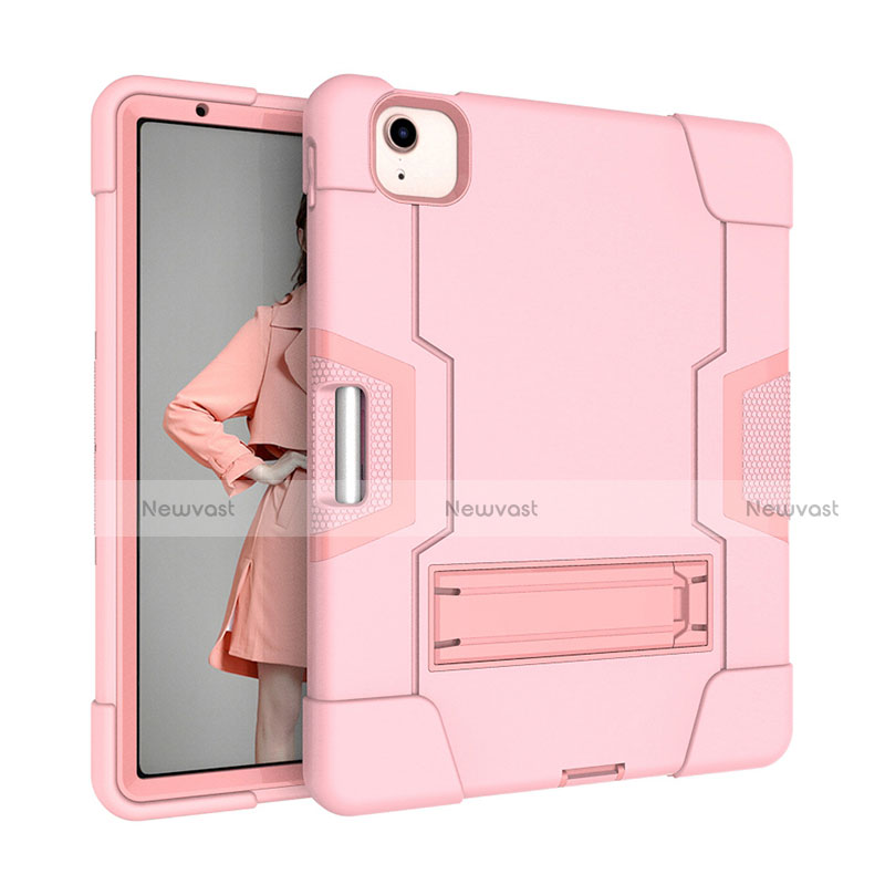 Silicone Matte Finish and Plastic Back Cover Case with Stand for Apple iPad Air 5 10.9 (2022)