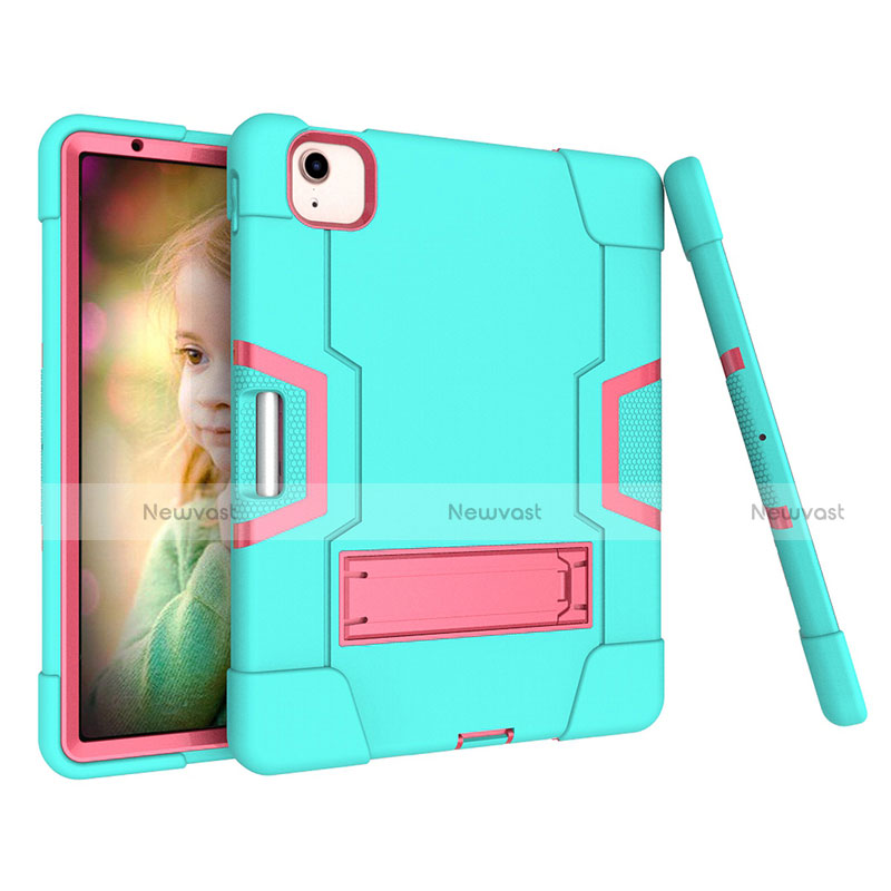 Silicone Matte Finish and Plastic Back Cover Case with Stand for Apple New iPad Air 10.9 (2020)