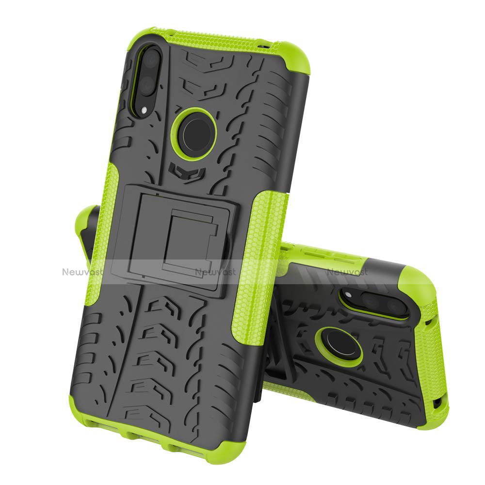 Silicone Matte Finish and Plastic Back Cover Case with Stand for Huawei Enjoy 9 Green