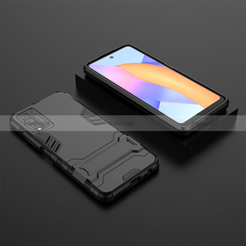 Silicone Matte Finish and Plastic Back Cover Case with Stand for Huawei Honor 10X Lite