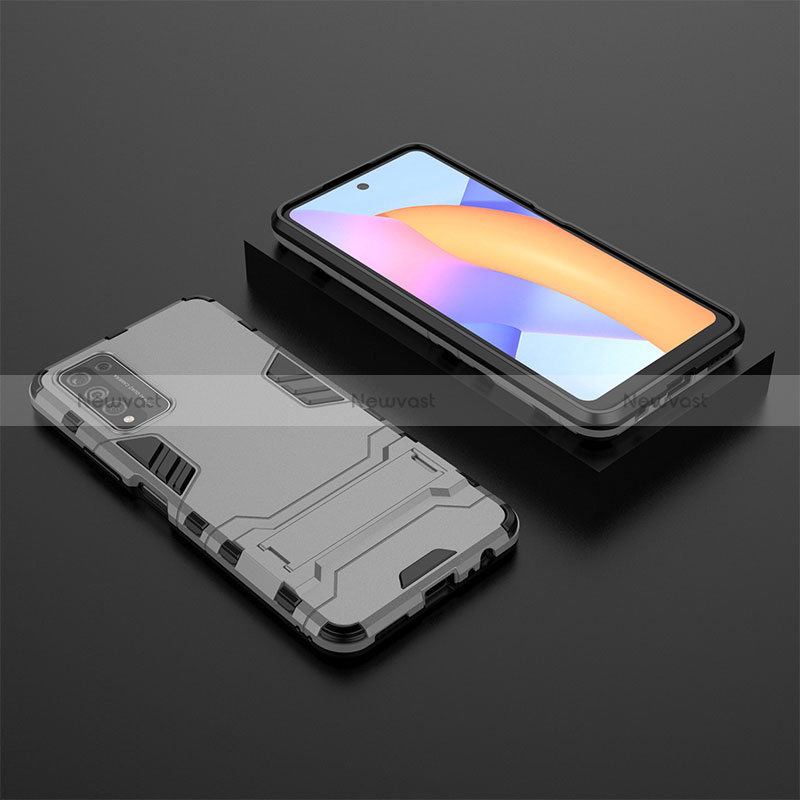 Silicone Matte Finish and Plastic Back Cover Case with Stand for Huawei Honor 10X Lite