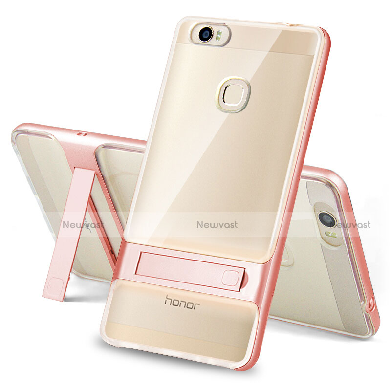 Silicone Matte Finish and Plastic Back Cover Case with Stand for Huawei Honor V8 Max Clear