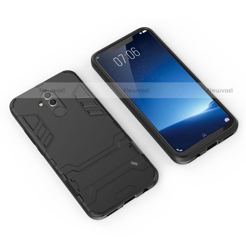 Silicone Matte Finish and Plastic Back Cover Case with Stand for Huawei Maimang 7