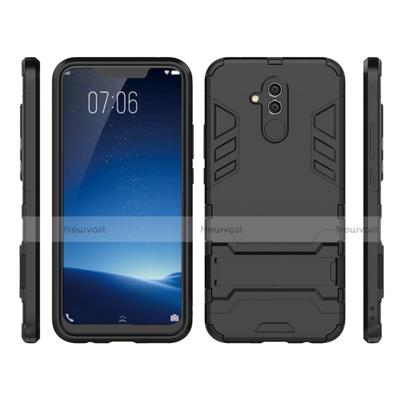 Silicone Matte Finish and Plastic Back Cover Case with Stand for Huawei Mate 20 Lite