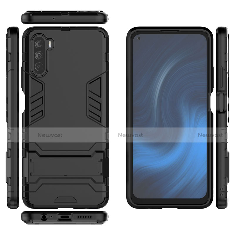 Silicone Matte Finish and Plastic Back Cover Case with Stand for Huawei Mate 40 Lite 5G