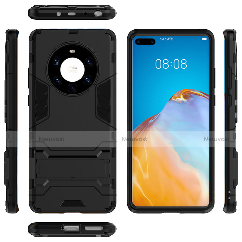 Silicone Matte Finish and Plastic Back Cover Case with Stand for Huawei Mate 40 Pro+ Plus