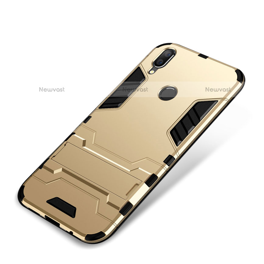 Silicone Matte Finish and Plastic Back Cover Case with Stand for Huawei Nova 3i Gold