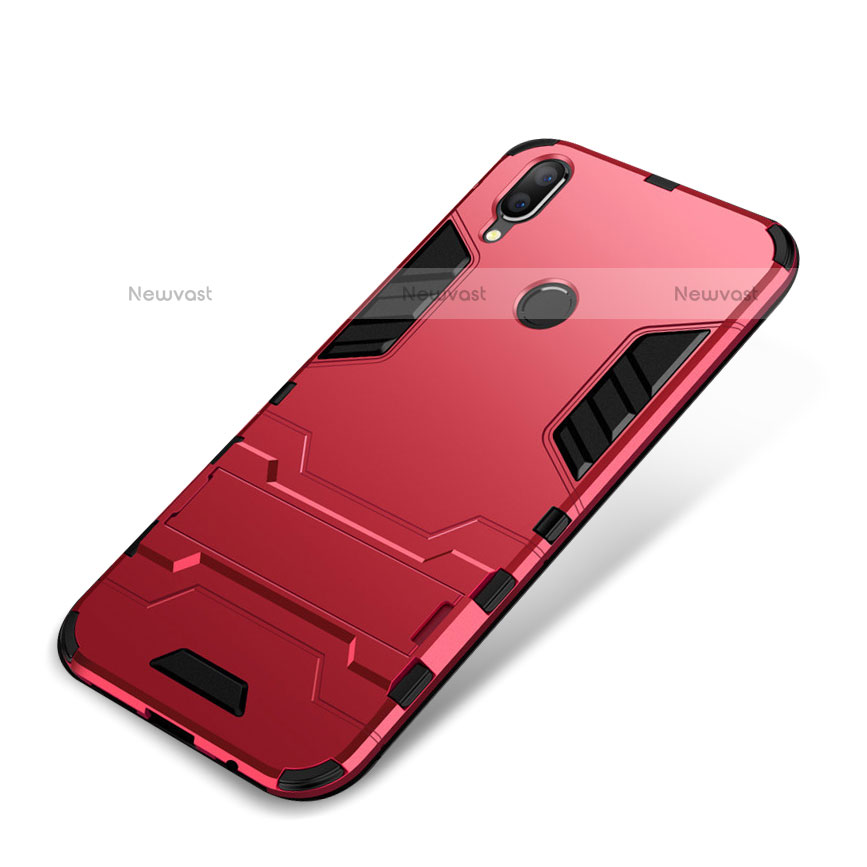 Silicone Matte Finish and Plastic Back Cover Case with Stand for Huawei Nova 3i Red