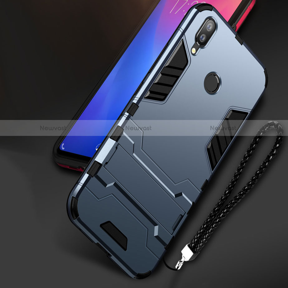 Silicone Matte Finish and Plastic Back Cover Case with Stand for Huawei P Smart (2019)