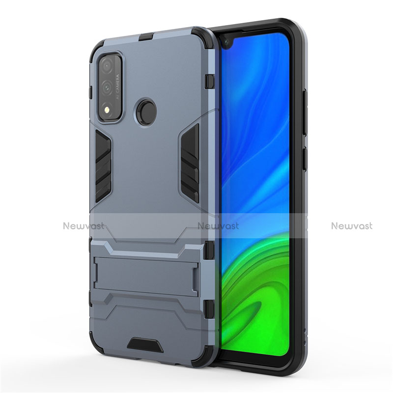 Silicone Matte Finish and Plastic Back Cover Case with Stand for Huawei P Smart (2020)