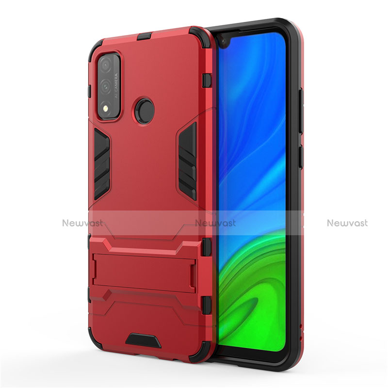 Silicone Matte Finish and Plastic Back Cover Case with Stand for Huawei P Smart (2020)