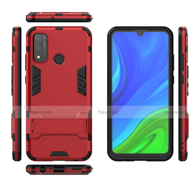 Silicone Matte Finish and Plastic Back Cover Case with Stand for Huawei P Smart (2020)