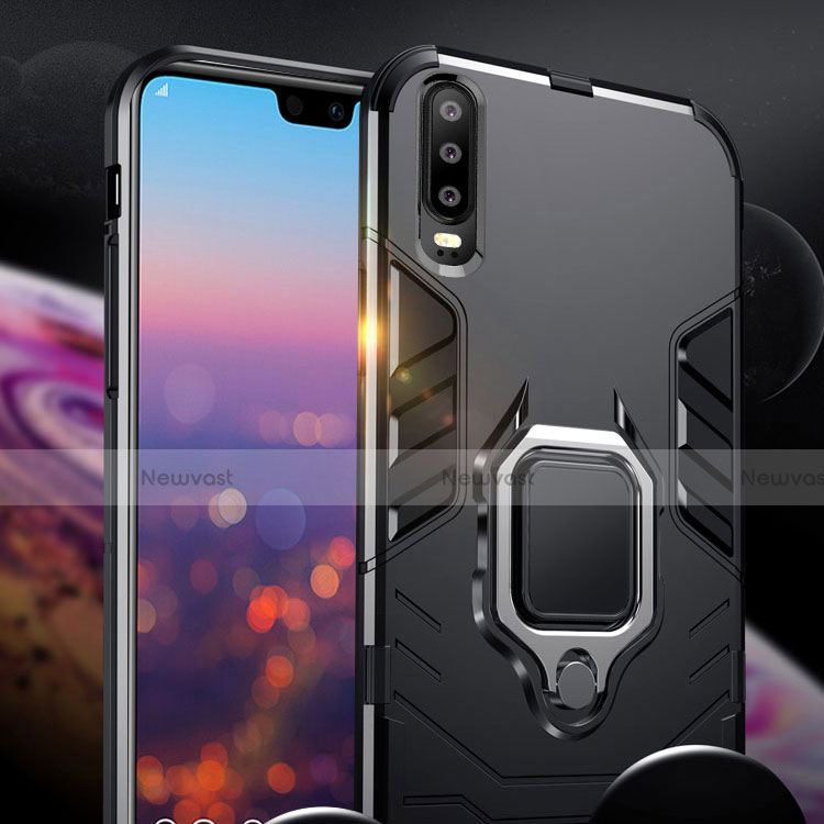 Silicone Matte Finish and Plastic Back Cover Case with Stand for Huawei P30