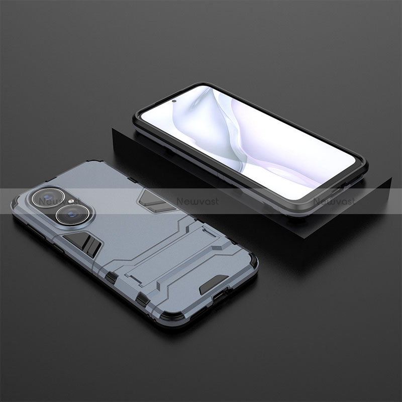 Silicone Matte Finish and Plastic Back Cover Case with Stand for Huawei P50 Pro