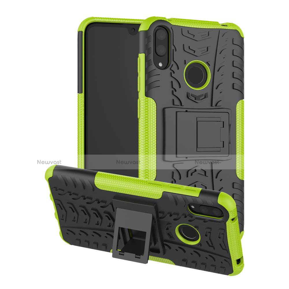 Silicone Matte Finish and Plastic Back Cover Case with Stand for Huawei Y7 (2019)