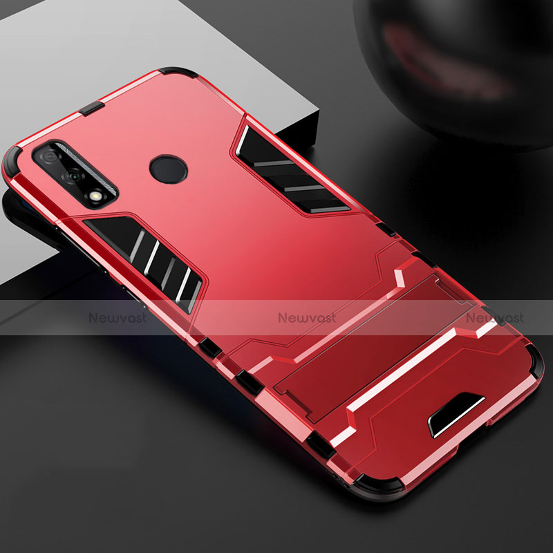 Silicone Matte Finish and Plastic Back Cover Case with Stand for Huawei Y8s