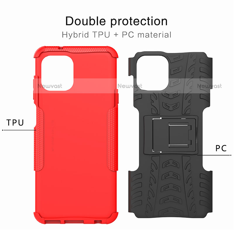 Silicone Matte Finish and Plastic Back Cover Case with Stand for Motorola Moto Edge 20 Lite 5G