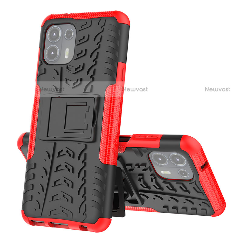 Silicone Matte Finish and Plastic Back Cover Case with Stand for Motorola Moto Edge 20 Lite 5G