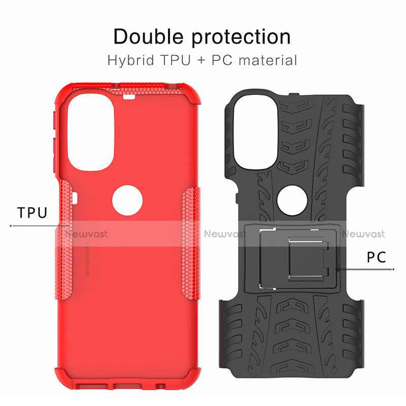 Silicone Matte Finish and Plastic Back Cover Case with Stand for Motorola Moto G41