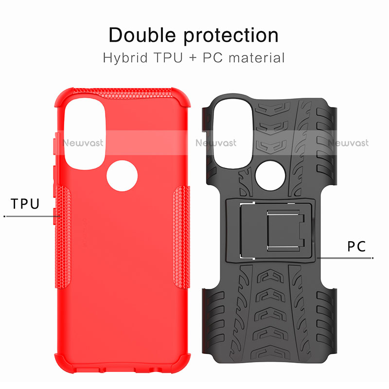 Silicone Matte Finish and Plastic Back Cover Case with Stand for Motorola Moto G71 5G