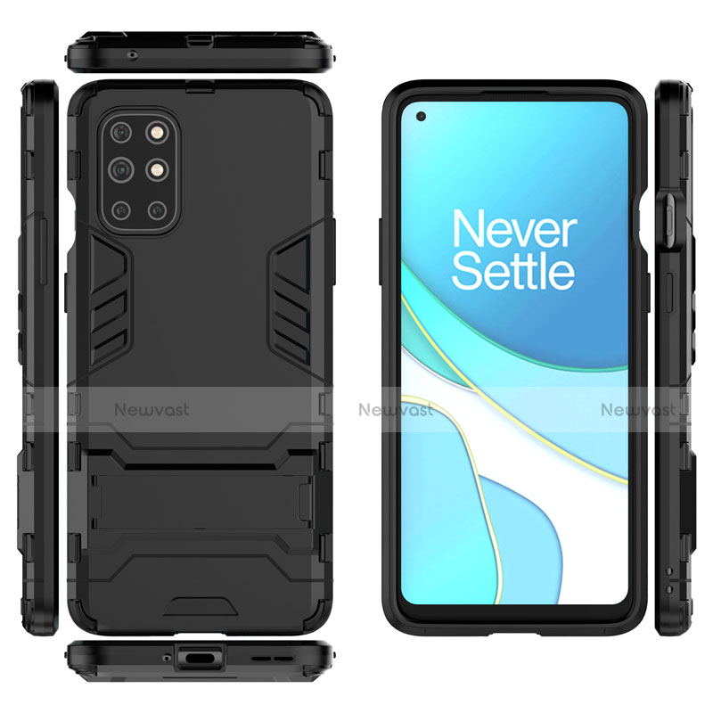 Silicone Matte Finish and Plastic Back Cover Case with Stand for OnePlus 8T 5G