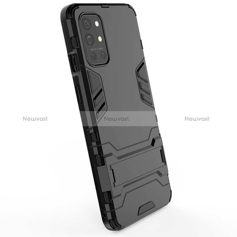 Silicone Matte Finish and Plastic Back Cover Case with Stand for OnePlus 9R 5G