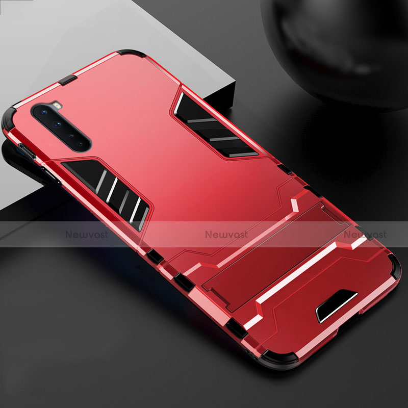 Silicone Matte Finish and Plastic Back Cover Case with Stand for OnePlus Nord