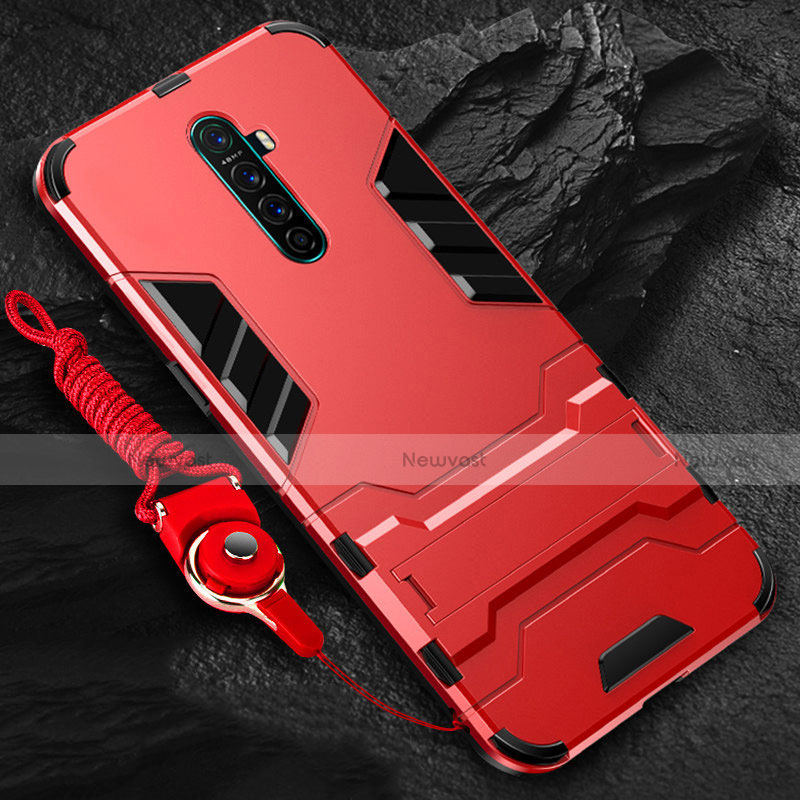 Silicone Matte Finish and Plastic Back Cover Case with Stand for Oppo Reno Ace