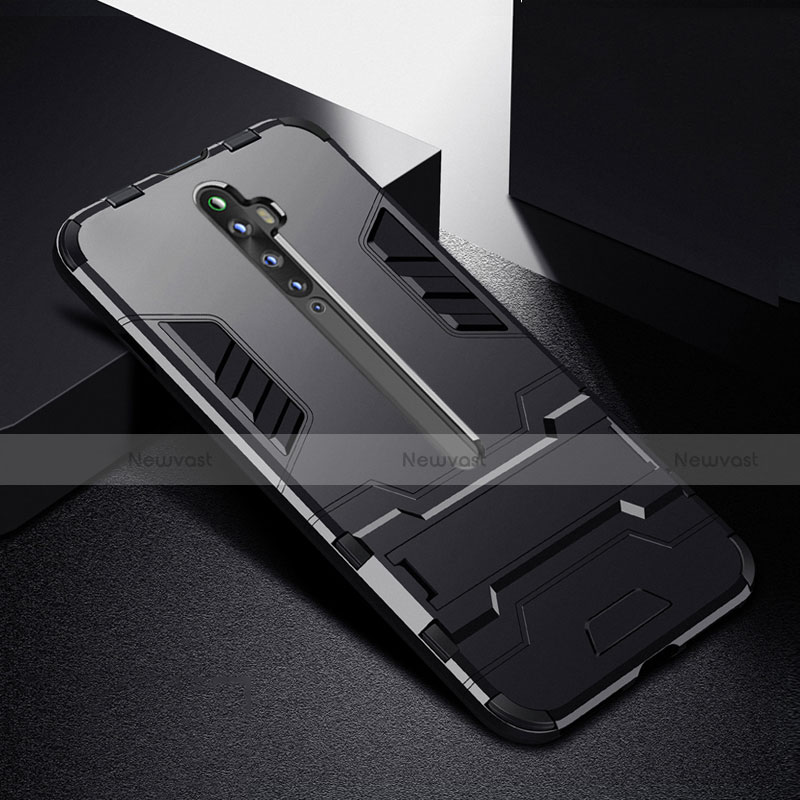 Silicone Matte Finish and Plastic Back Cover Case with Stand for Oppo Reno2 Z