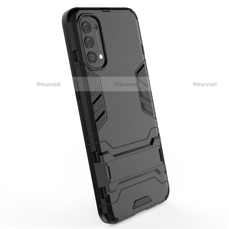 Silicone Matte Finish and Plastic Back Cover Case with Stand for Oppo Reno4 4G