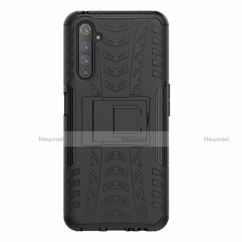 Silicone Matte Finish and Plastic Back Cover Case with Stand for Realme 6 Pro