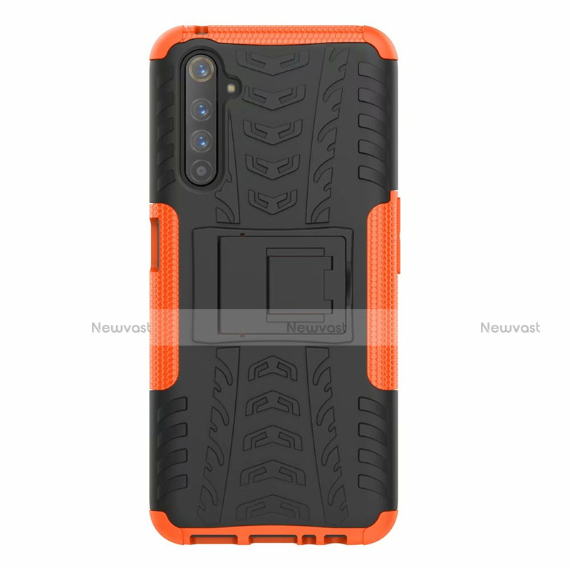 Silicone Matte Finish and Plastic Back Cover Case with Stand for Realme 6 Pro