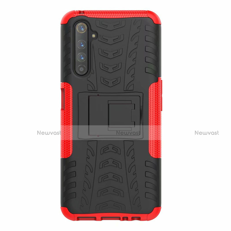 Silicone Matte Finish and Plastic Back Cover Case with Stand for Realme 6 Pro