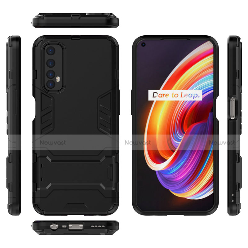 Silicone Matte Finish and Plastic Back Cover Case with Stand for Realme 7