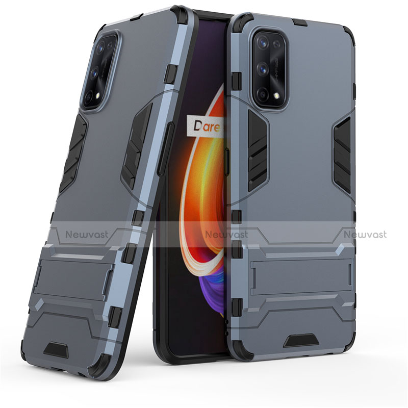 Silicone Matte Finish and Plastic Back Cover Case with Stand for Realme 7 Pro