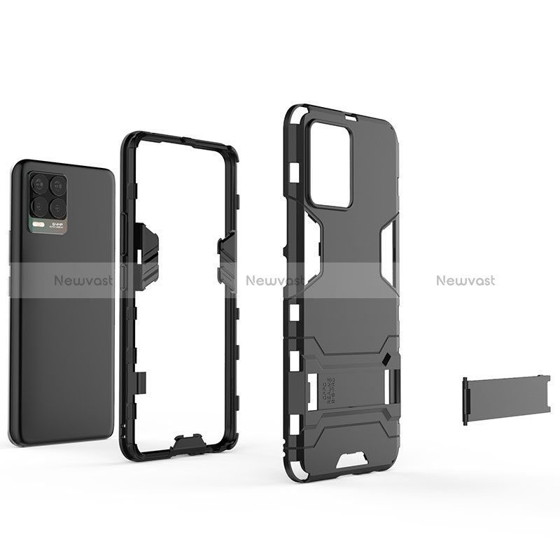 Silicone Matte Finish and Plastic Back Cover Case with Stand for Realme 8 Pro