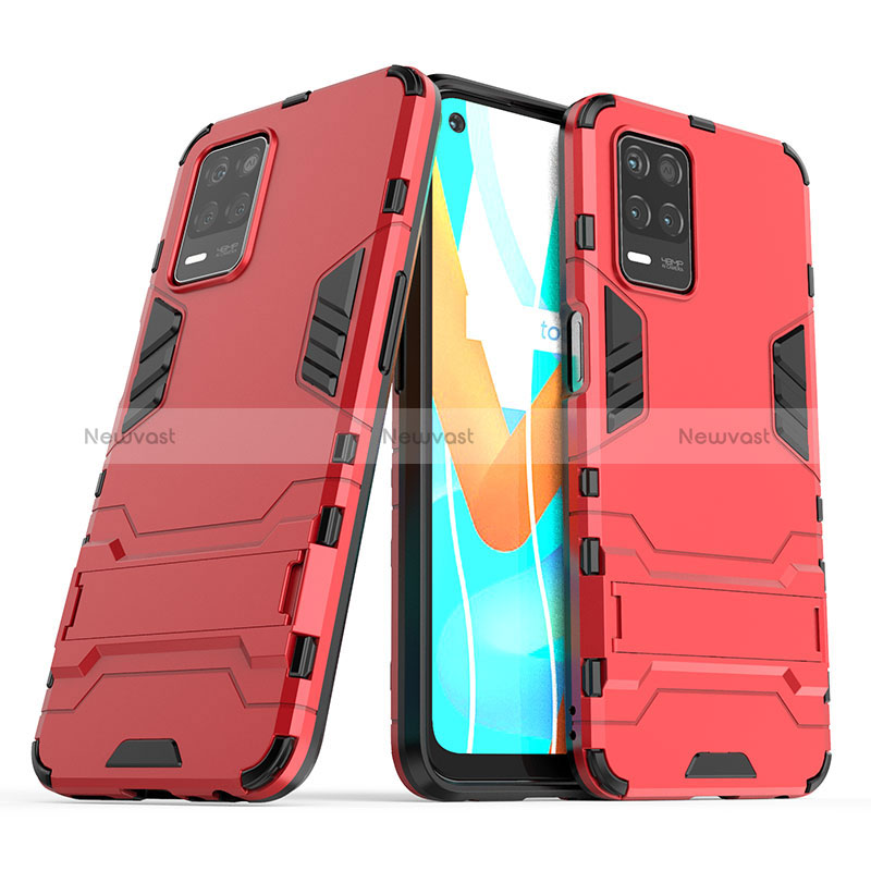 Silicone Matte Finish and Plastic Back Cover Case with Stand for Realme 8s 5G