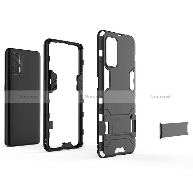 Silicone Matte Finish and Plastic Back Cover Case with Stand for Realme GT 5G