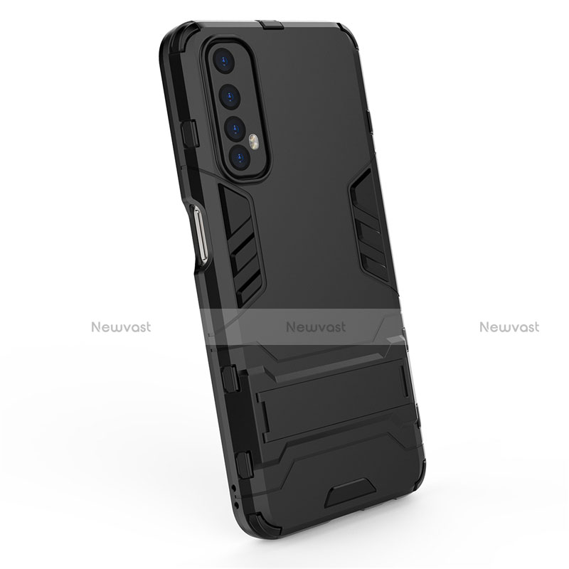 Silicone Matte Finish and Plastic Back Cover Case with Stand for Realme Narzo 30 4G