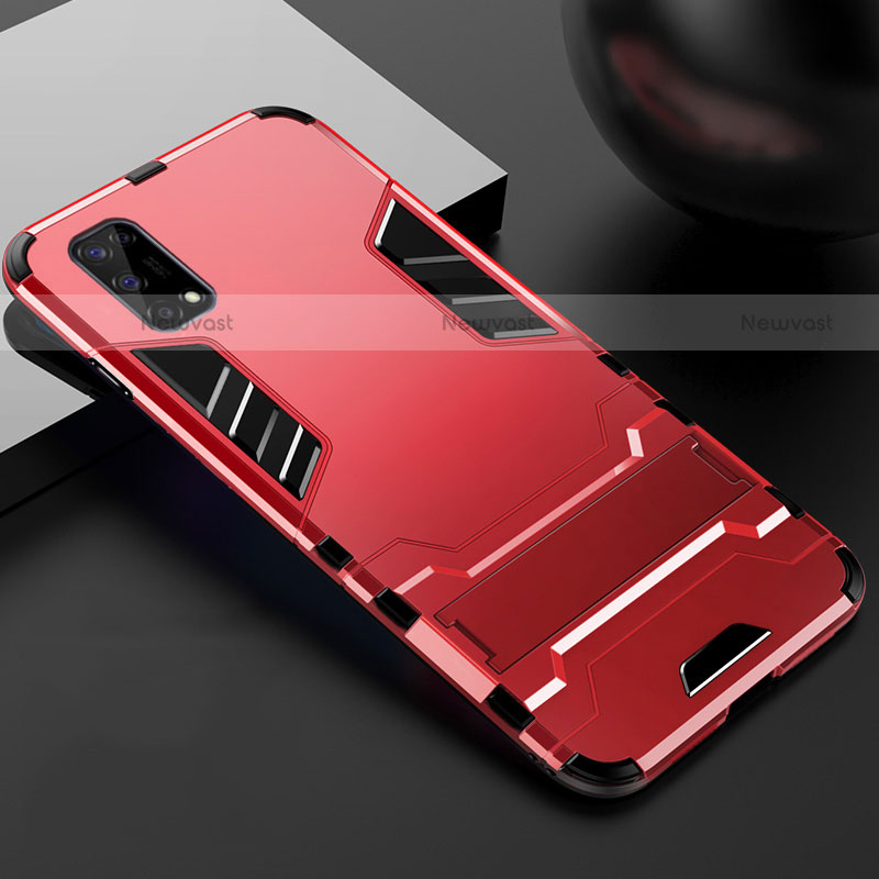 Silicone Matte Finish and Plastic Back Cover Case with Stand for Realme Narzo 30 Pro 5G