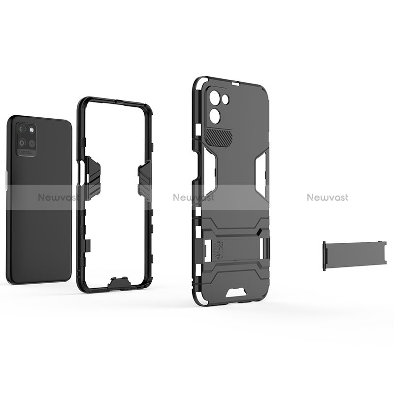 Silicone Matte Finish and Plastic Back Cover Case with Stand for Realme V11s 5G