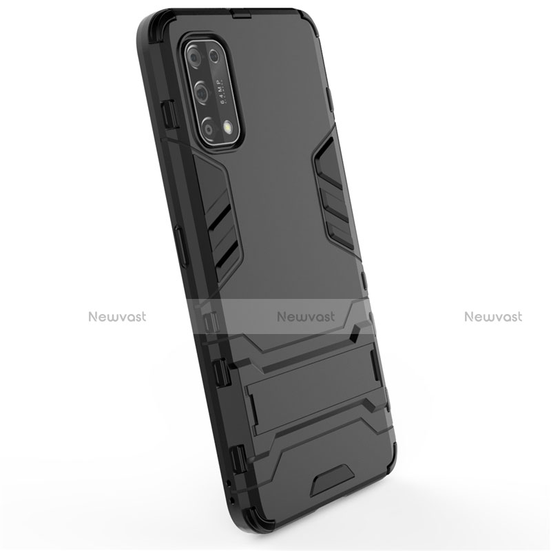 Silicone Matte Finish and Plastic Back Cover Case with Stand for Realme V15 5G